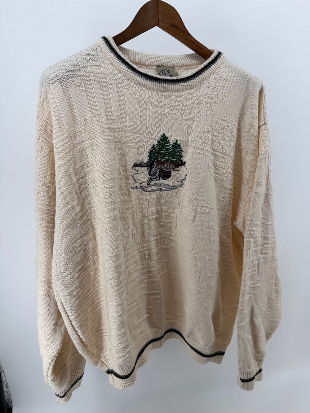 Cream Forest Embroidered Crewneck Sweater - Men